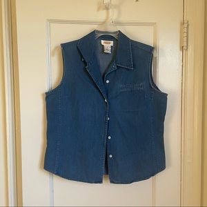 Talbots Denim Blue Jean Buttoned Vest - size M